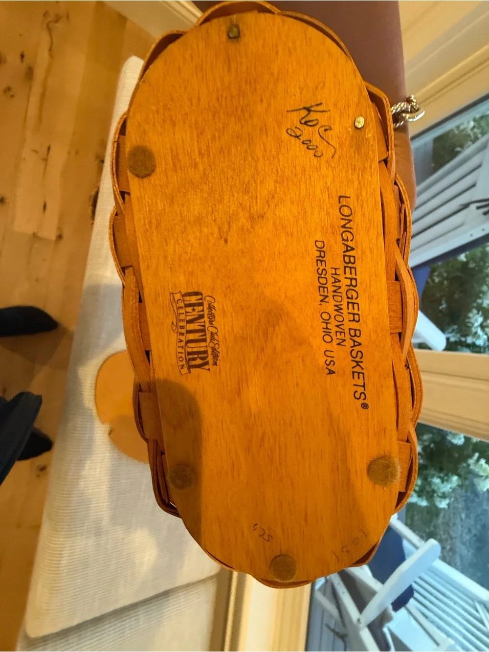 Longaberger Honey Oak Basket with Blue Star Charm